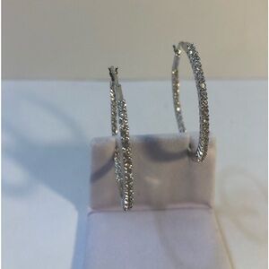 NIB 4 ct created White Sapphire inside out large hoop earrings